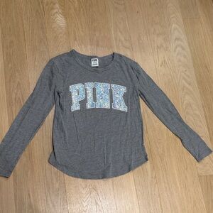 PINK Gray Long Sleeve Shirt
